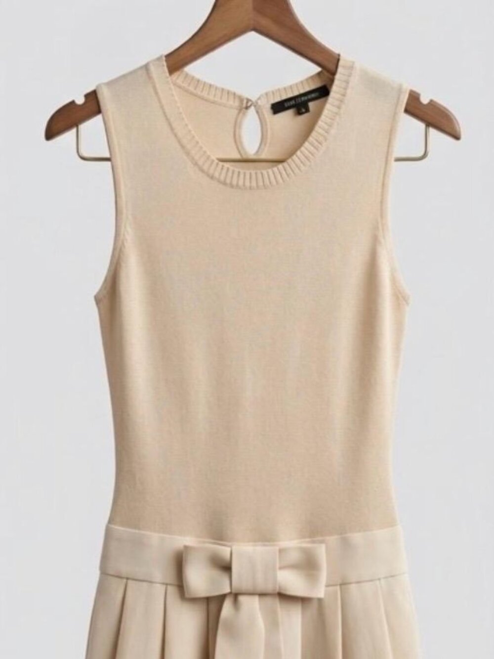 Tara Jarmon - Beige Knit Mini Dress with Bow - US size 4-6 (EU 36)